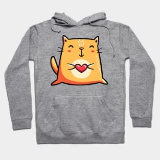 Orange Cat with Heart Hoodie